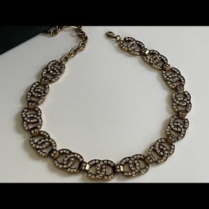 Chanel Gold Tone Crystal CC Logo Choker Necklace